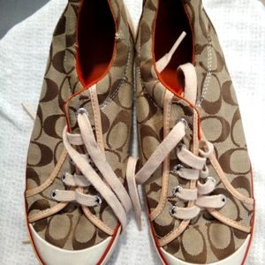 Coach Barrett sneakers size 8. Tan & orange. See Blemishes In Pics